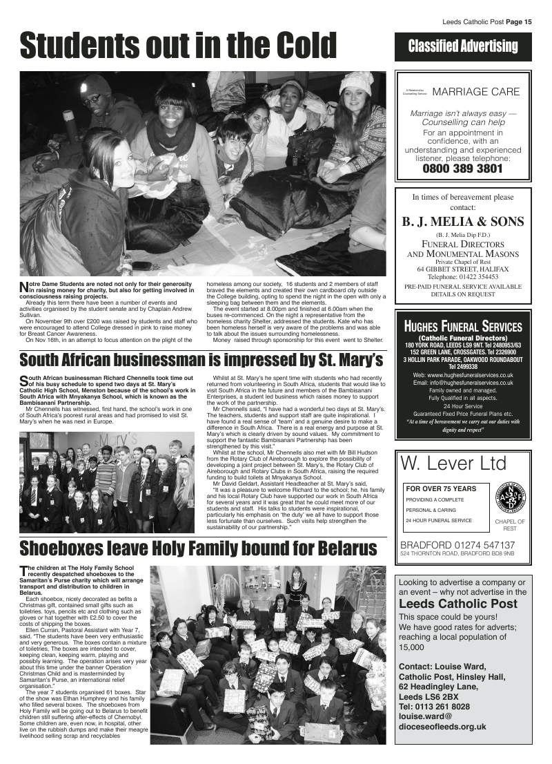 Dec 2012 edition of the Leeds Catholic Post Dec 2012 edition of the Leeds Catholic Post