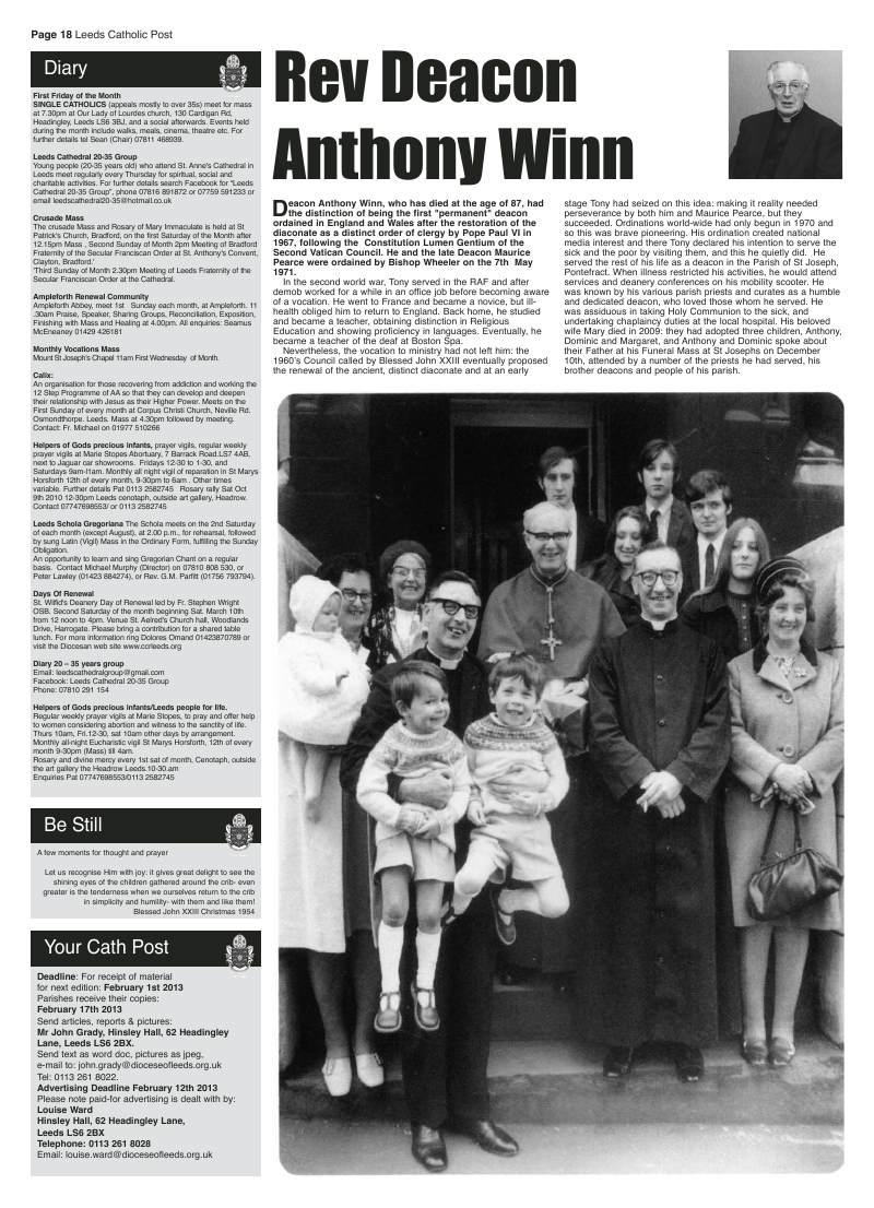 Dec 2012 edition of the Leeds Catholic Post Dec 2012 edition of the Leeds Catholic Post