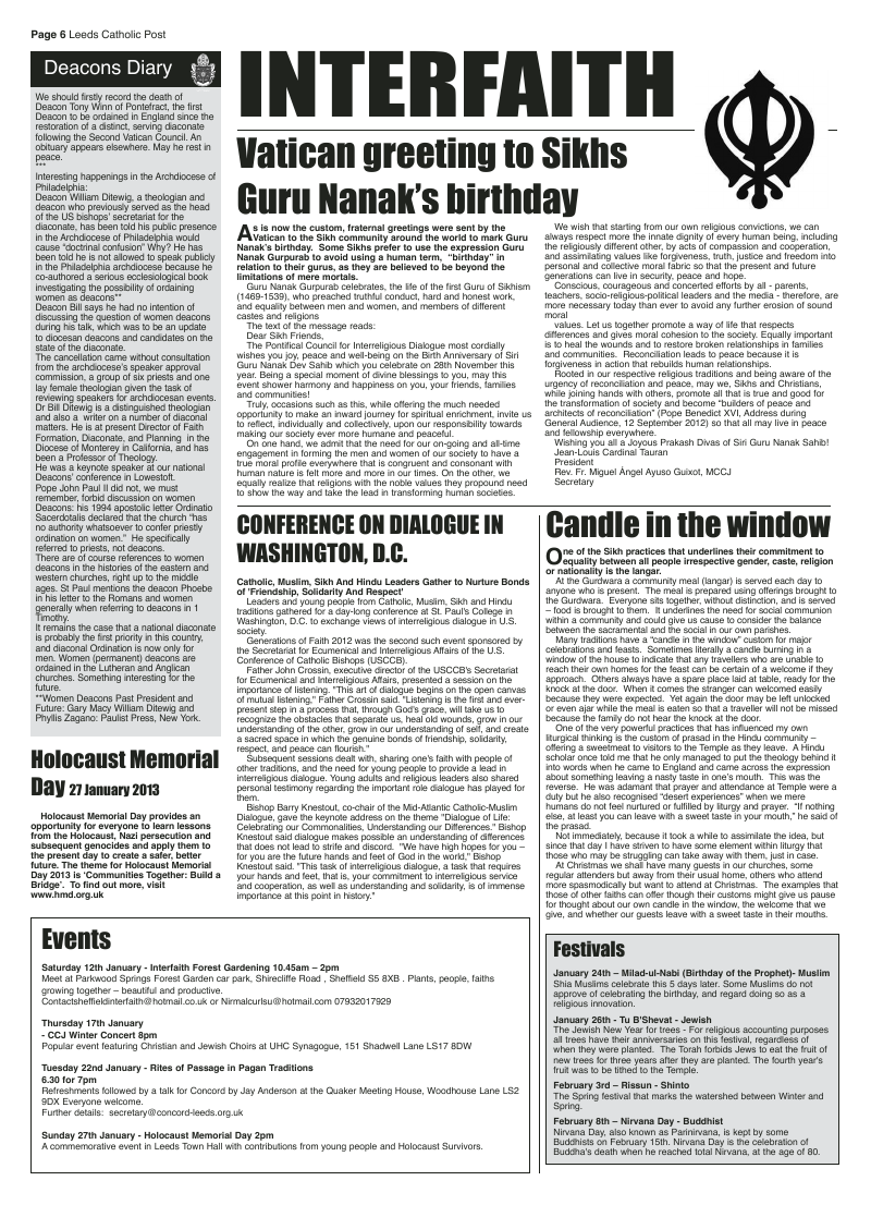Dec 2012 edition of the Leeds Catholic Post Dec 2012 edition of the Leeds Catholic Post