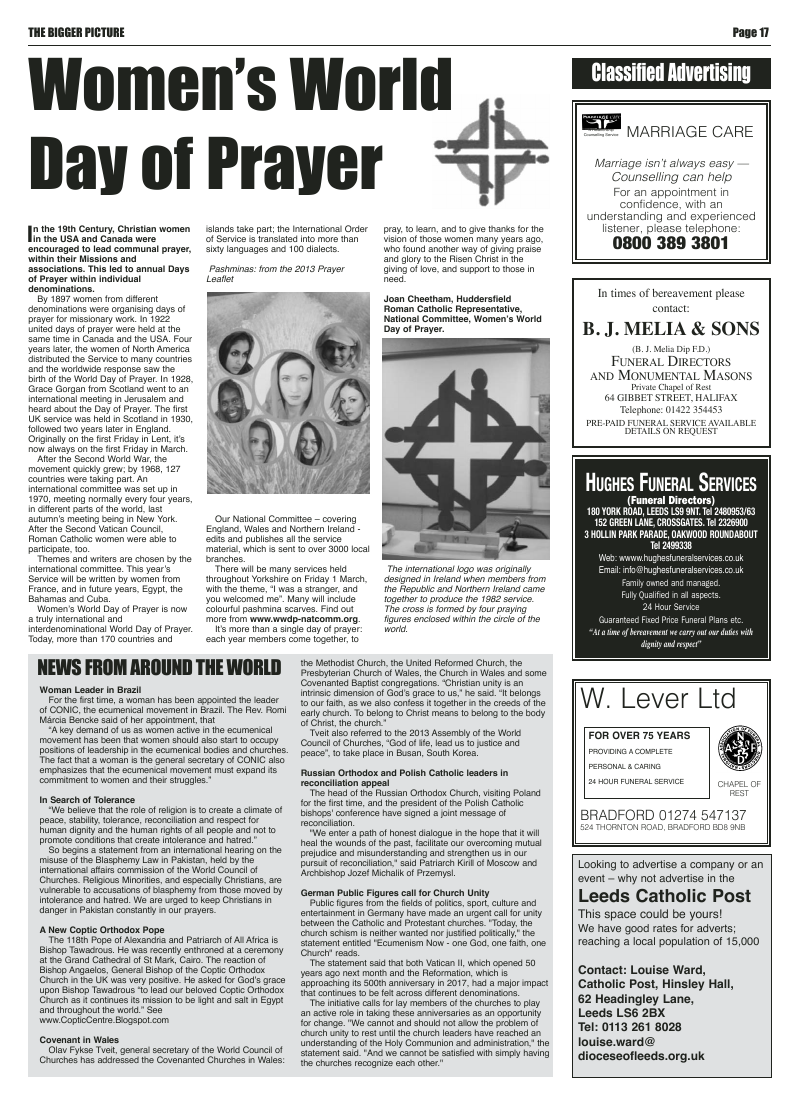 Jan 2013 U edition of the Leeds Catholic Post Jan 2013 U edition of the Leeds Catholic Post