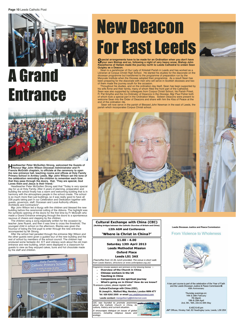 Feb 2013 edition of the Leeds Catholic Post Feb 2013 edition of the Leeds Catholic Post