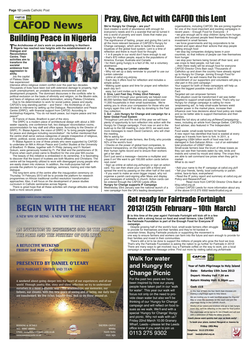 Feb 2013 edition of the Leeds Catholic Post Feb 2013 edition of the Leeds Catholic Post