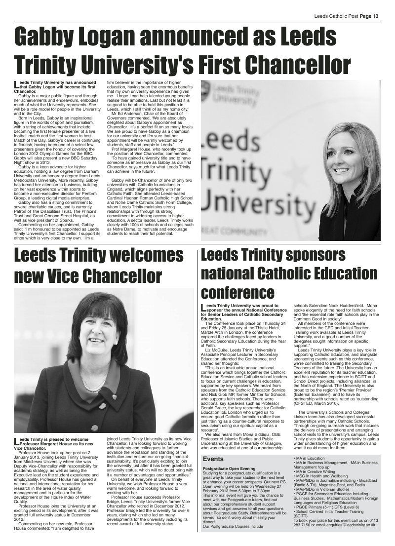 Feb 2013 edition of the Leeds Catholic Post