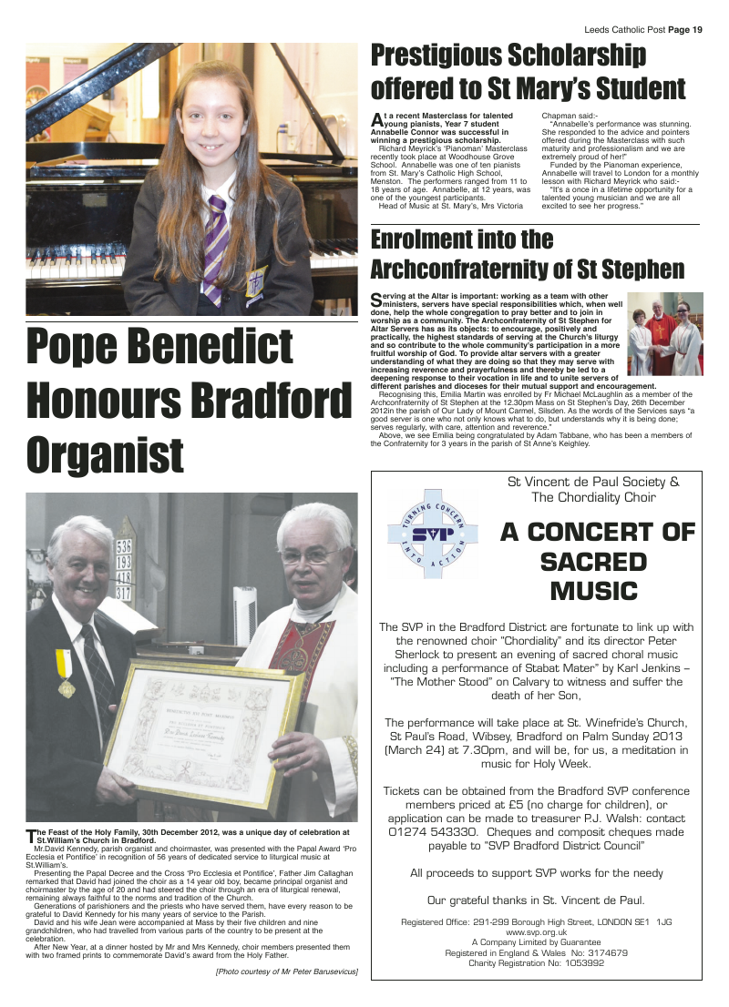 Feb 2013 edition of the Leeds Catholic Post Feb 2013 edition of the Leeds Catholic Post