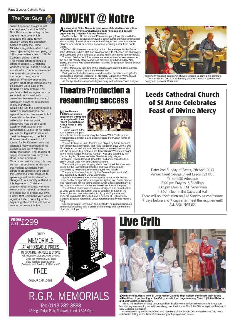 Feb 2013 edition of the Leeds Catholic Post