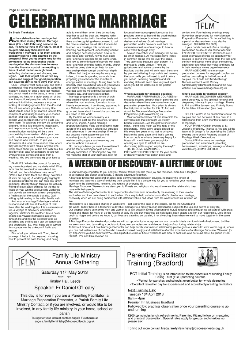 Feb 2013 edition of the Leeds Catholic Post Feb 2013 edition of the Leeds Catholic Post