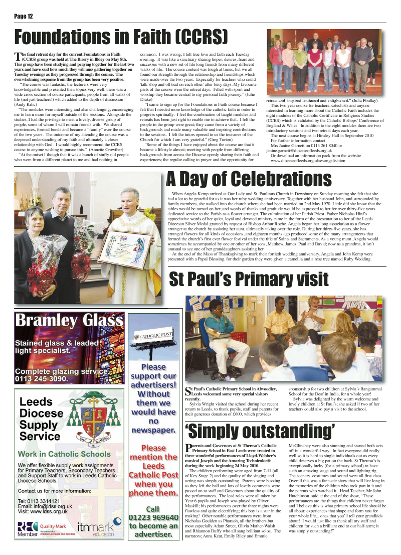 Jun 2010 edition of the Leeds Catholic Post Jun 2010 edition of the Leeds Catholic Post