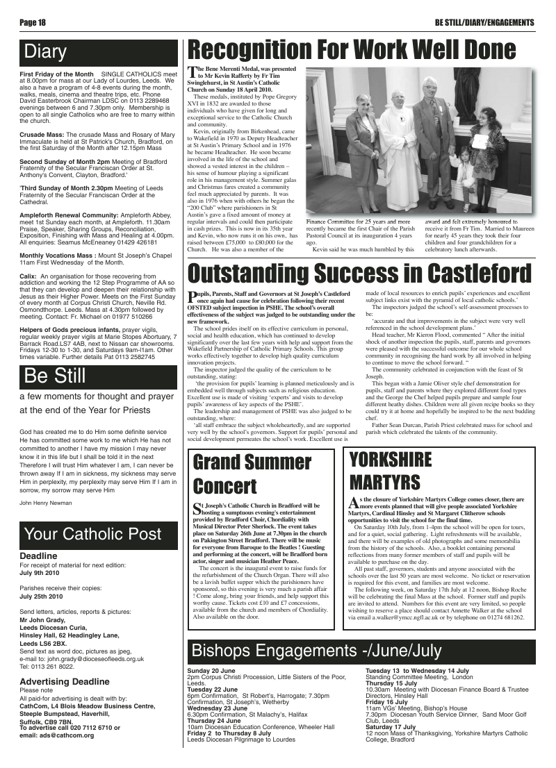 Jun 2010 edition of the Leeds Catholic Post Jun 2010 edition of the Leeds Catholic Post