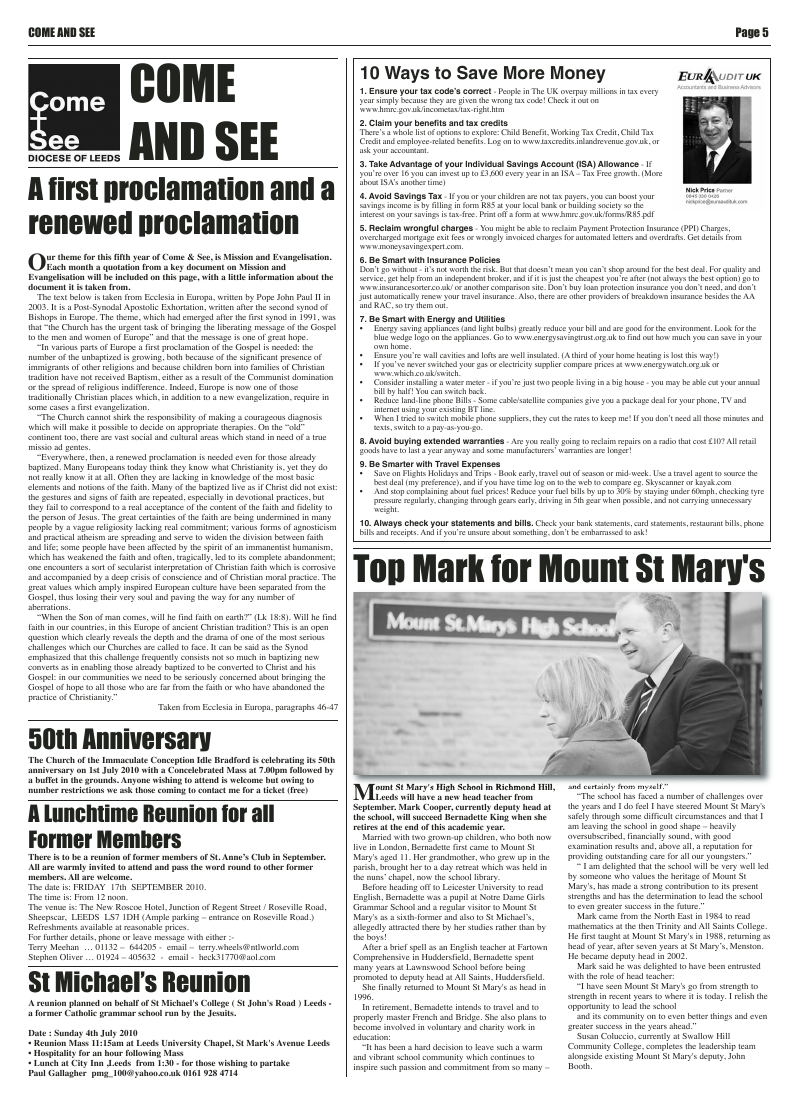 Jun 2010 edition of the Leeds Catholic Post Jun 2010 edition of the Leeds Catholic Post