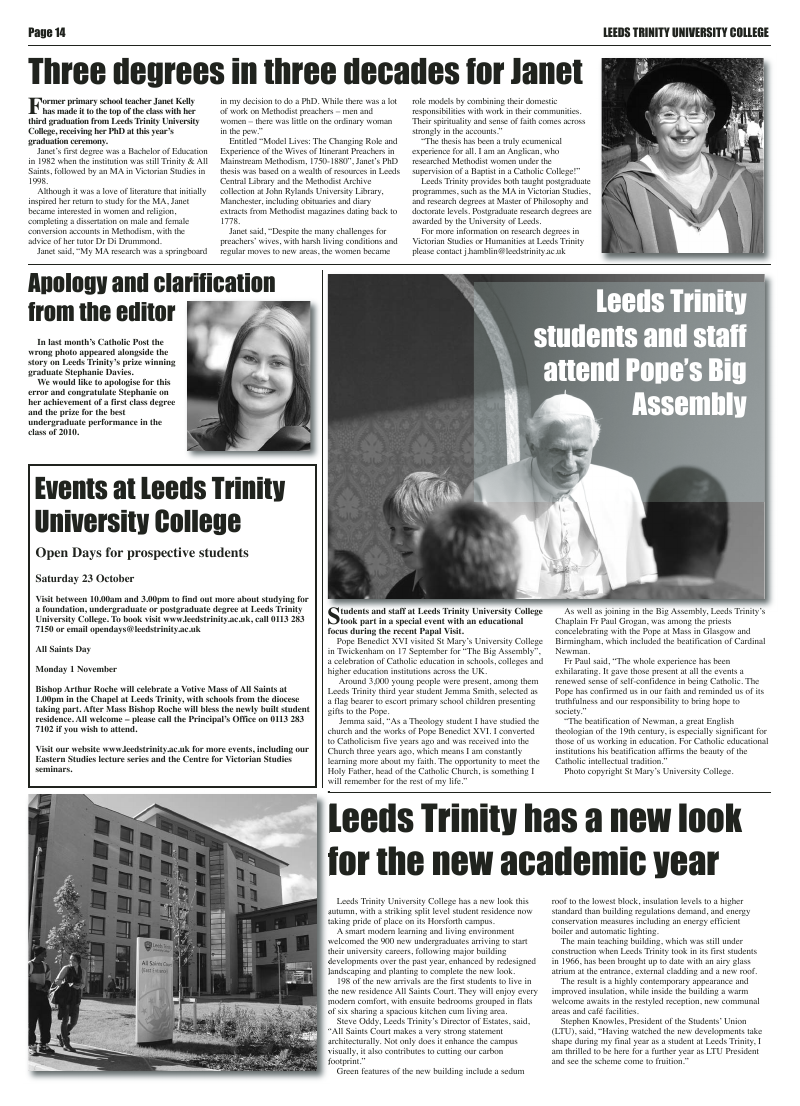 Oct 2010 edition of the Leeds Catholic Post Oct 2010 edition of the Leeds Catholic Post