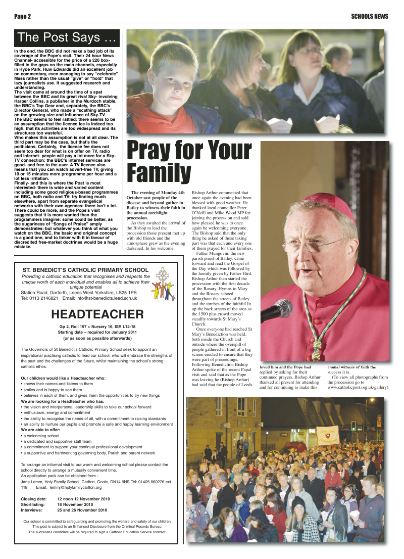 Oct 2010 edition of the Leeds Catholic Post Oct 2010 edition of the Leeds Catholic Post