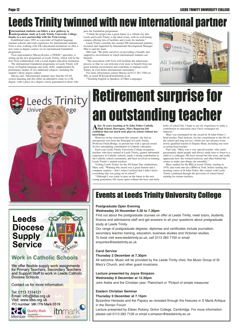 Nov 2010 edition of the Leeds Catholic Post Nov 2010 edition of the Leeds Catholic Post