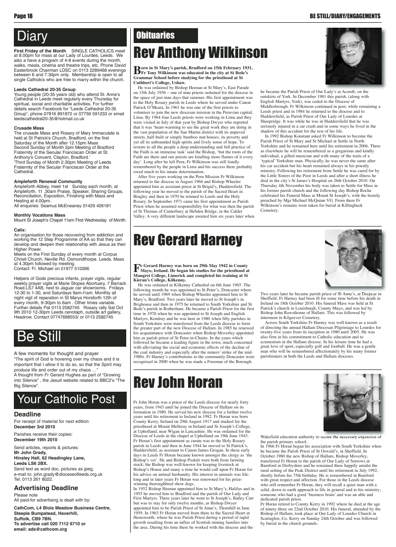 Nov 2010 edition of the Leeds Catholic Post Nov 2010 edition of the Leeds Catholic Post