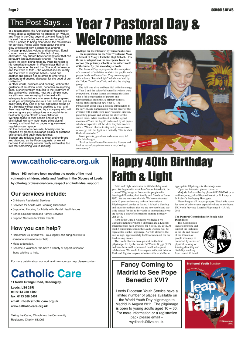 Nov 2010 edition of the Leeds Catholic Post Nov 2010 edition of the Leeds Catholic Post