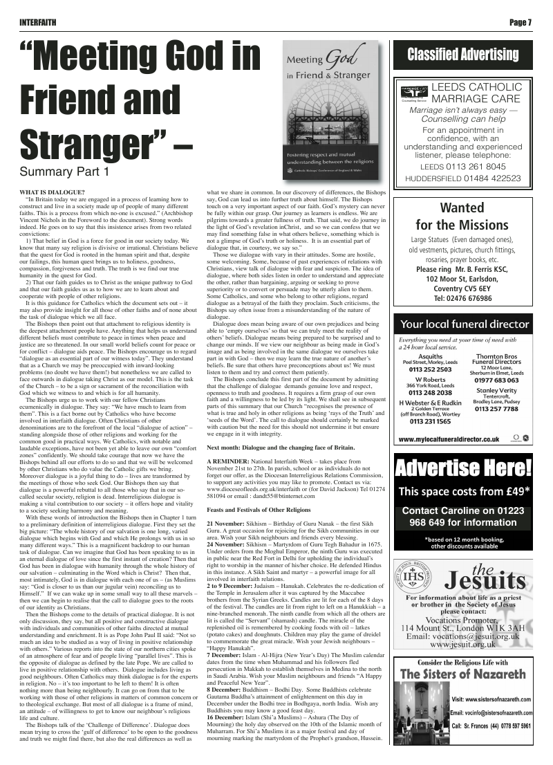 Nov 2010 edition of the Leeds Catholic Post