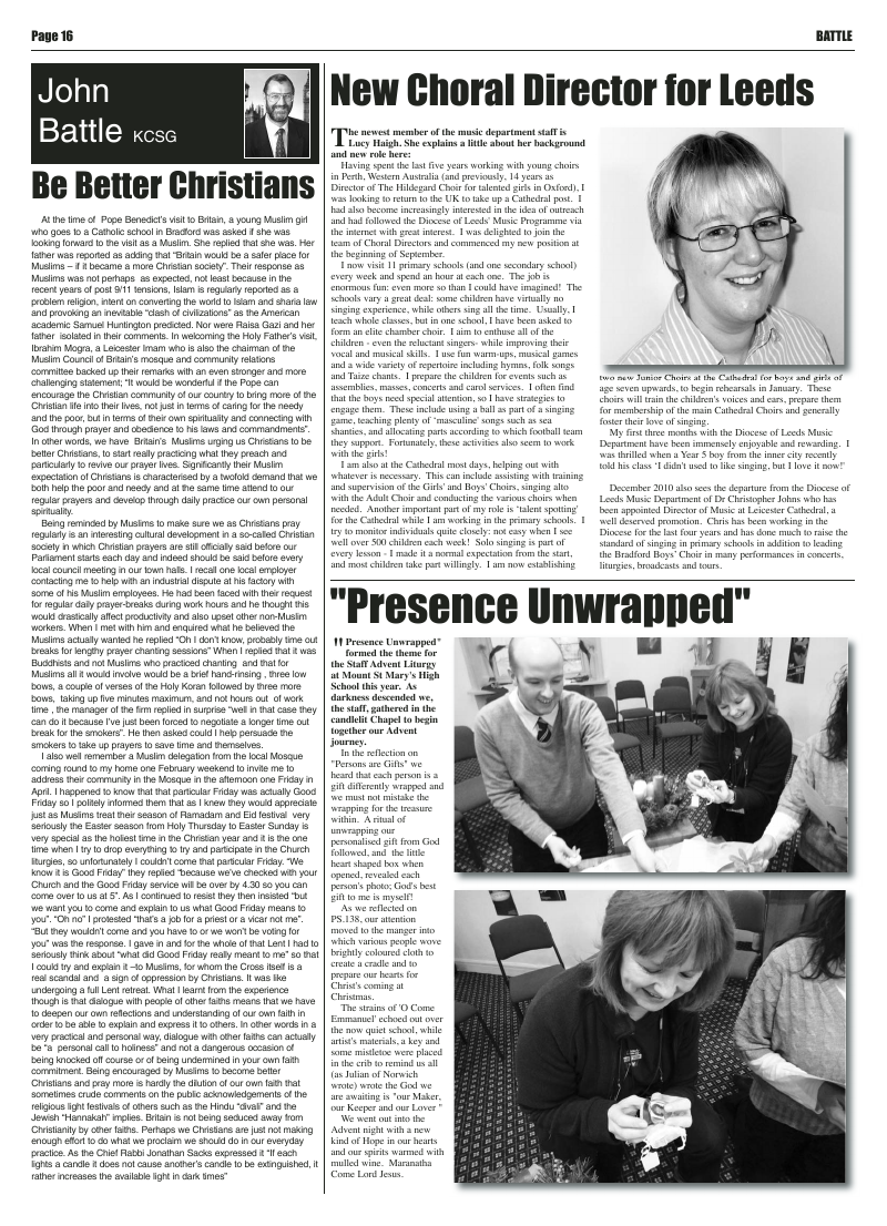 Dec 2010 edition of the Leeds Catholic Post Dec 2010 edition of the Leeds Catholic Post