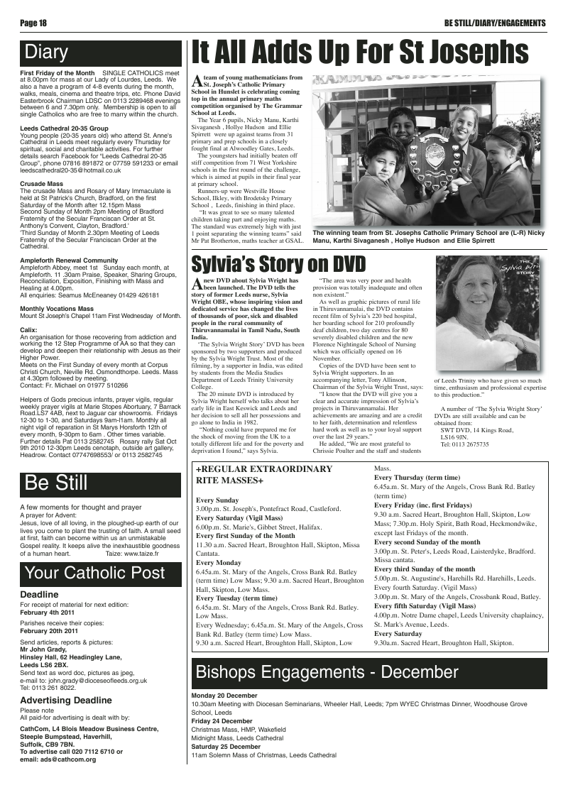 Dec 2010 edition of the Leeds Catholic Post Dec 2010 edition of the Leeds Catholic Post