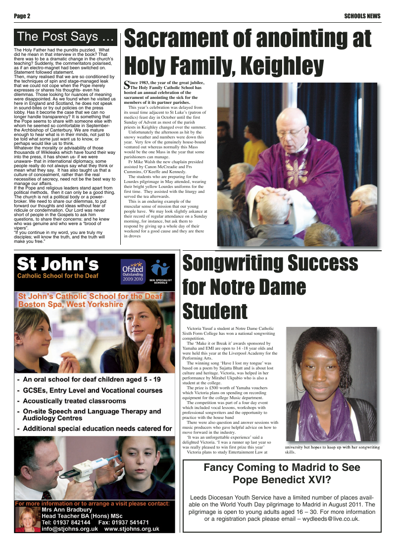 Dec 2010 edition of the Leeds Catholic Post Dec 2010 edition of the Leeds Catholic Post