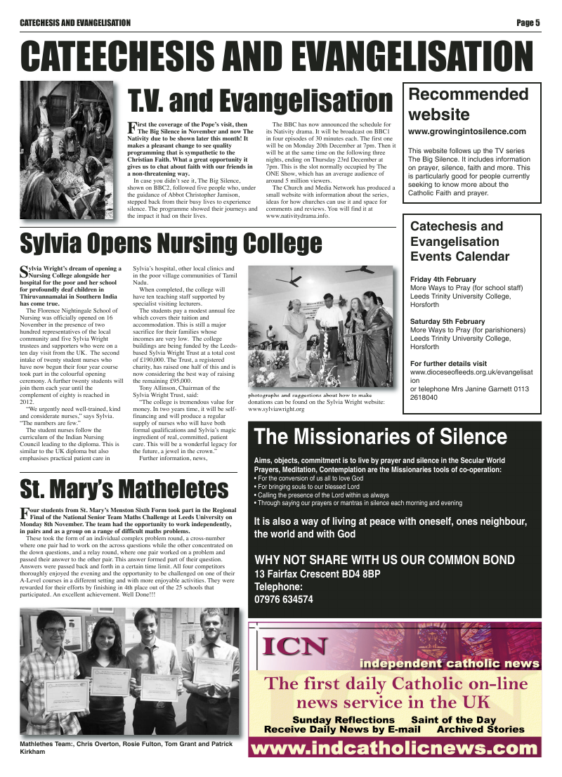 Dec 2010 edition of the Leeds Catholic Post Dec 2010 edition of the Leeds Catholic Post