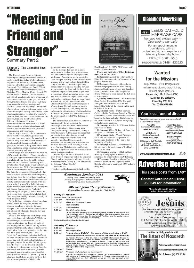 Dec 2010 edition of the Leeds Catholic Post Dec 2010 edition of the Leeds Catholic Post
