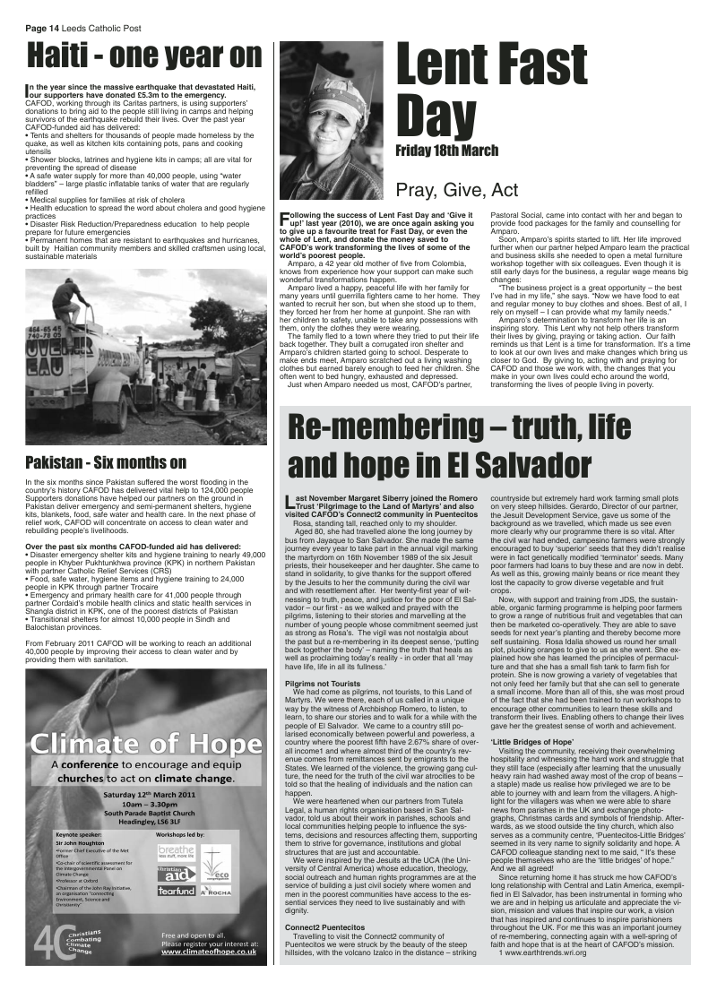 Feb 2011 edition of the Leeds Catholic Post Feb 2011 edition of the Leeds Catholic Post