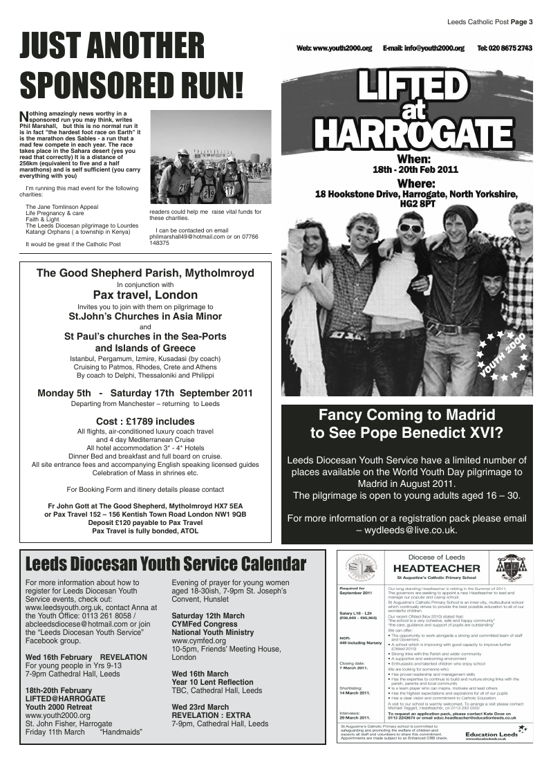 Feb 2011 edition of the Leeds Catholic Post Feb 2011 edition of the Leeds Catholic Post