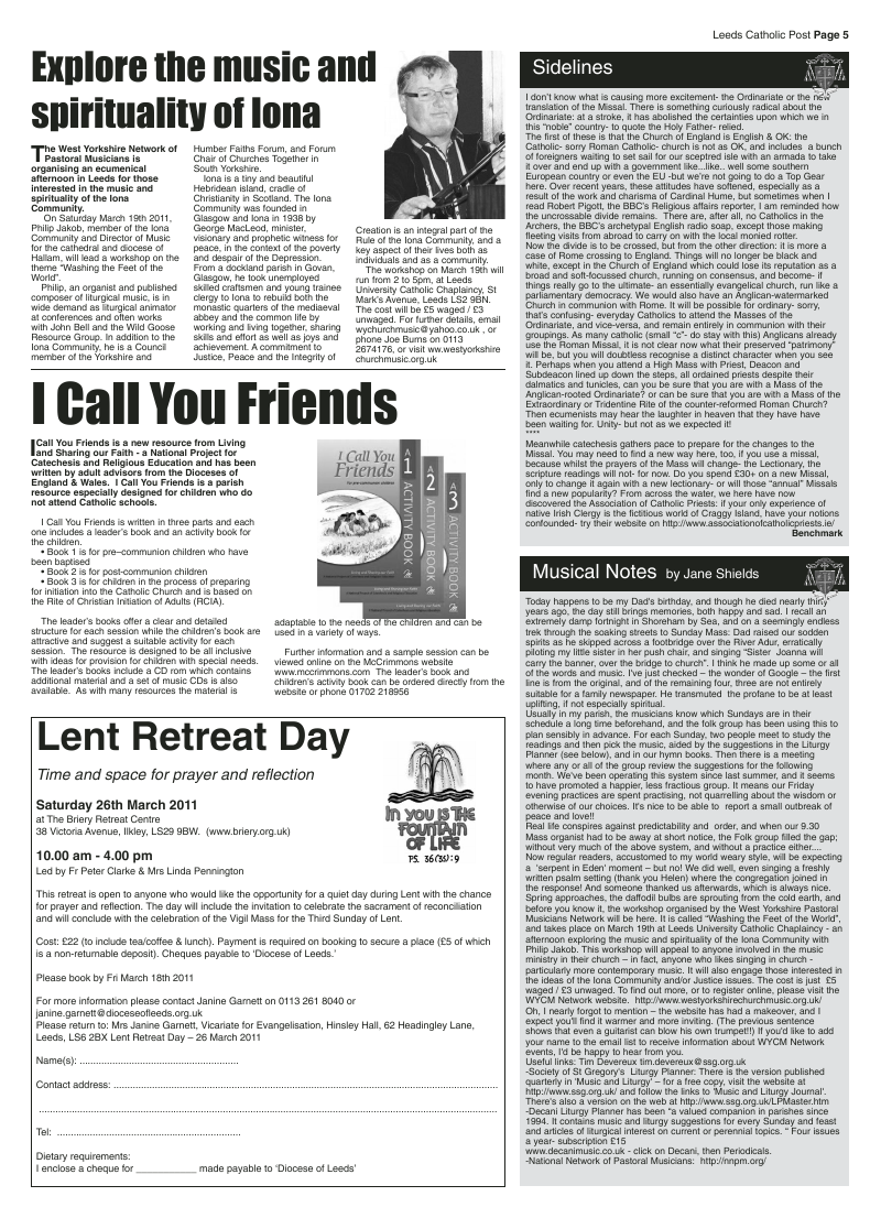Feb 2011 edition of the Leeds Catholic Post Feb 2011 edition of the Leeds Catholic Post