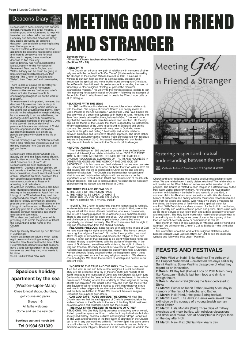 Feb 2011 edition of the Leeds Catholic Post Feb 2011 edition of the Leeds Catholic Post