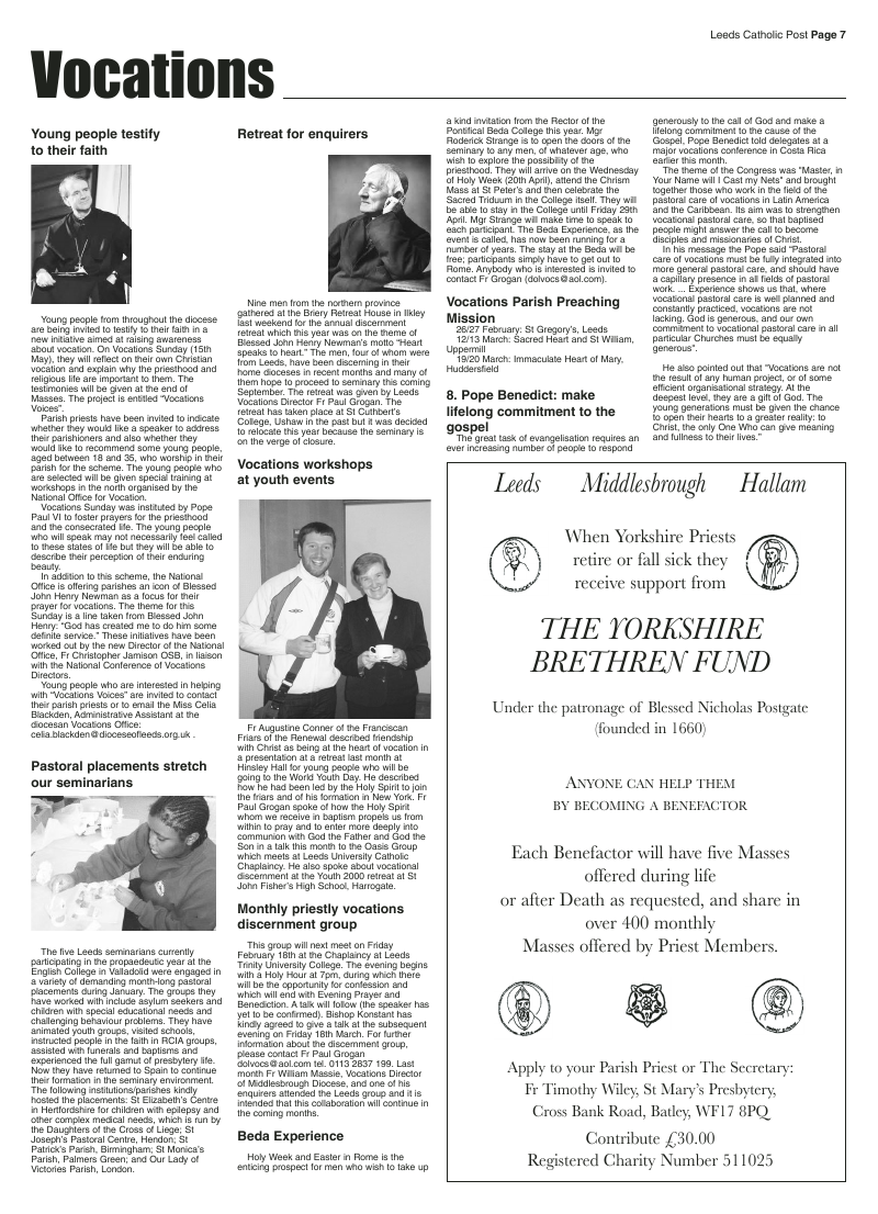 Feb 2011 edition of the Leeds Catholic Post Feb 2011 edition of the Leeds Catholic Post