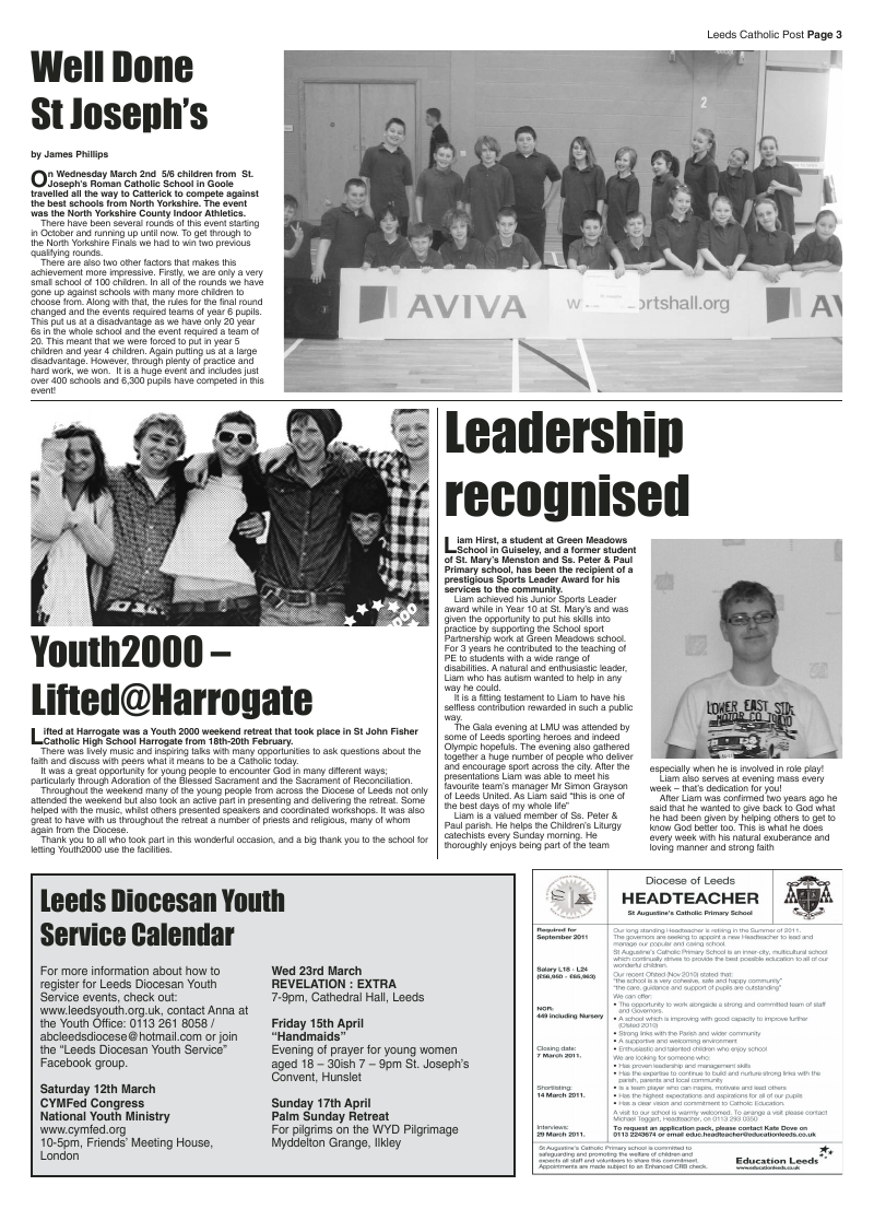 Mar 2011 edition of the Leeds Catholic Post Mar 2011 edition of the Leeds Catholic Post