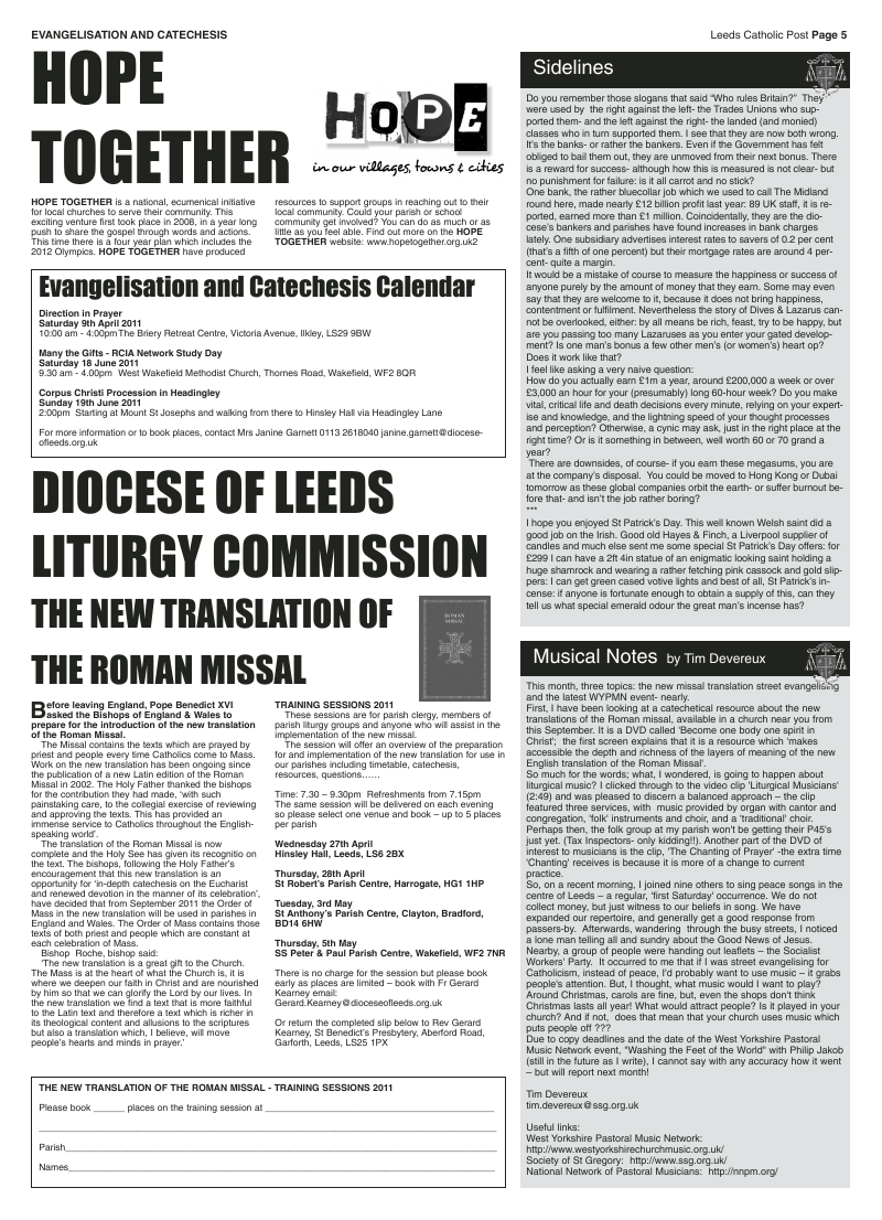 Mar 2011 edition of the Leeds Catholic Post Mar 2011 edition of the Leeds Catholic Post