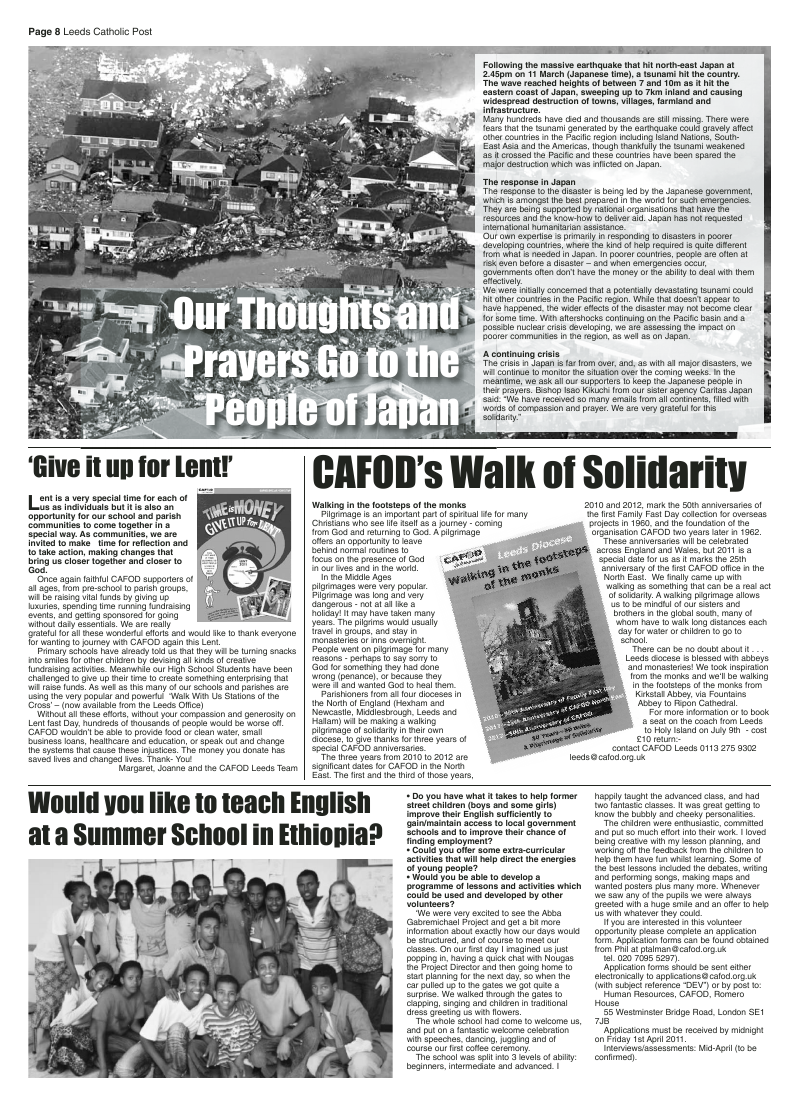 Mar 2011 edition of the Leeds Catholic Post Mar 2011 edition of the Leeds Catholic Post