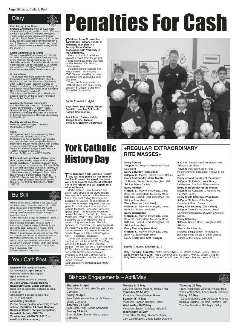 Apr 2011 edition of the Leeds Catholic Post Apr 2011 edition of the Leeds Catholic Post