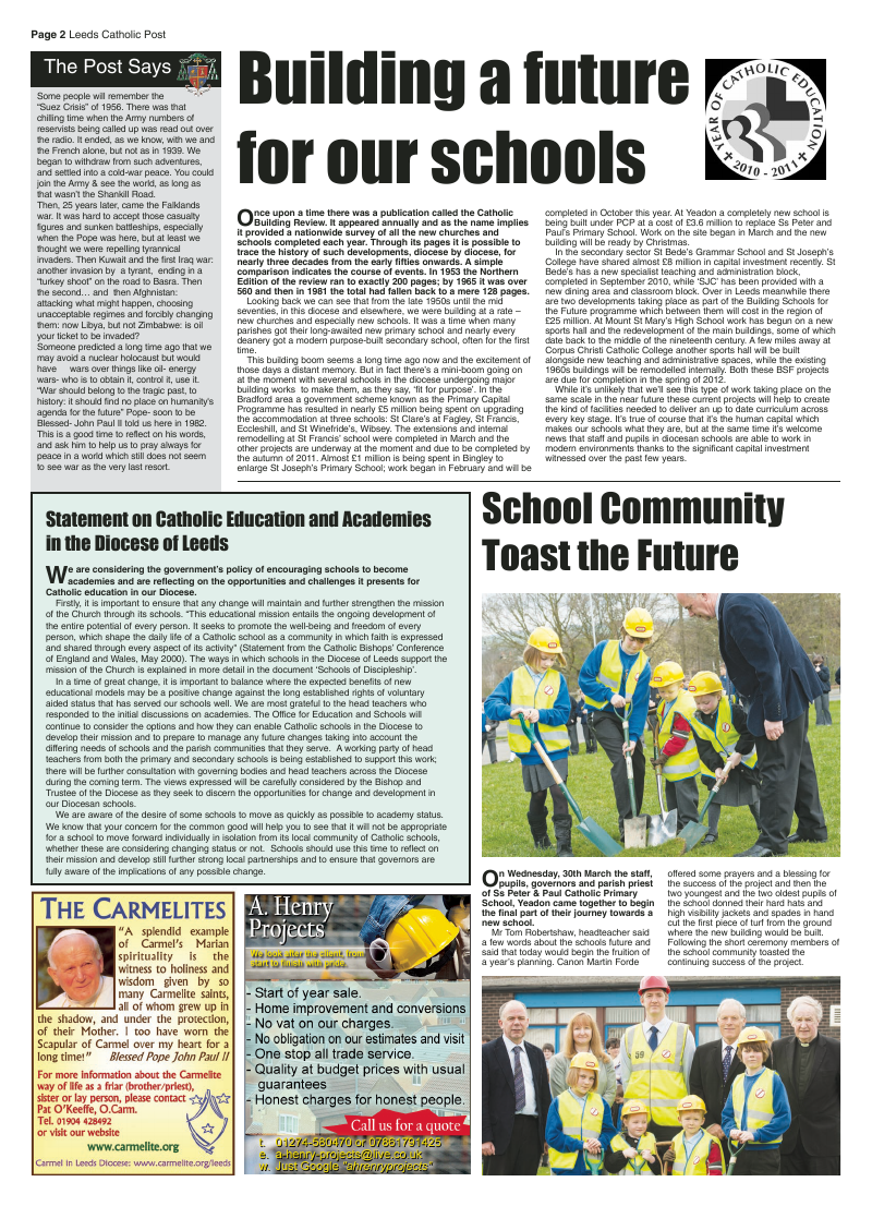 Apr 2011 edition of the Leeds Catholic Post Apr 2011 edition of the Leeds Catholic Post