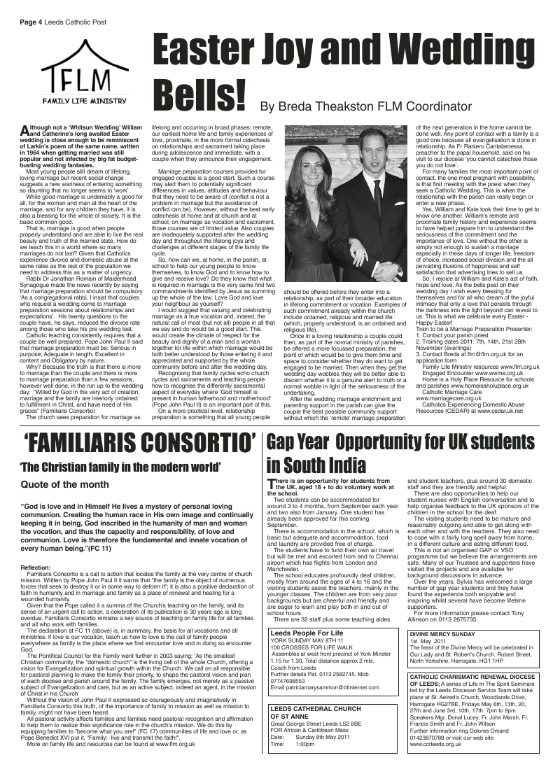 Apr 2011 edition of the Leeds Catholic Post Apr 2011 edition of the Leeds Catholic Post