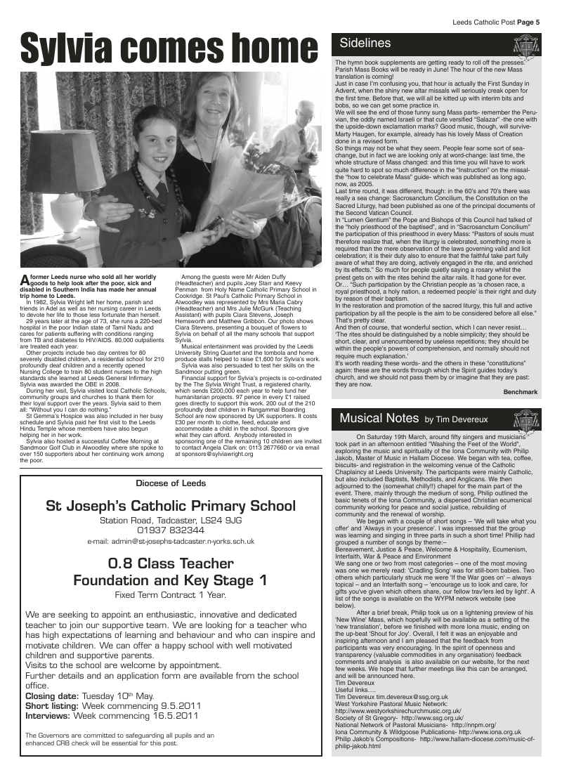 Apr 2011 edition of the Leeds Catholic Post Apr 2011 edition of the Leeds Catholic Post