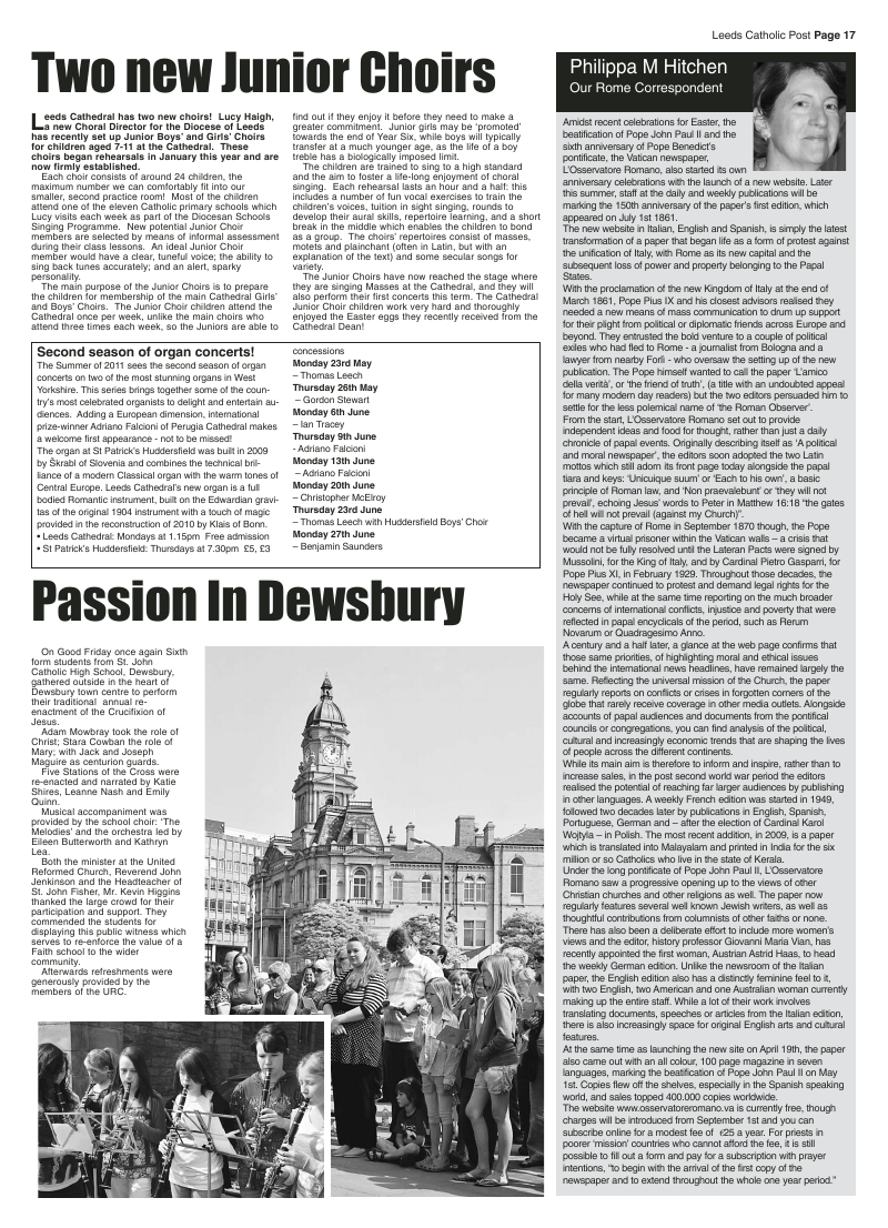 May 2011 edition of the Leeds Catholic Post May 2011 edition of the Leeds Catholic Post