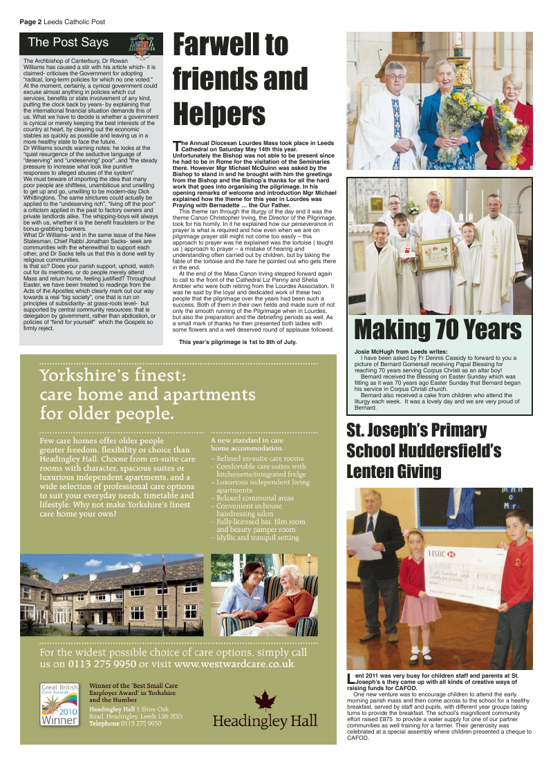 Jun 2011 edition of the Leeds Catholic Post Jun 2011 edition of the Leeds Catholic Post