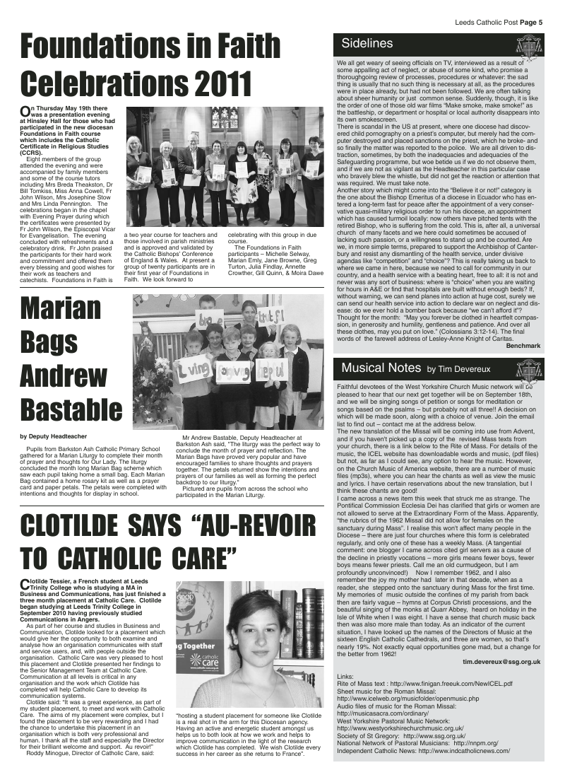 Jun 2011 edition of the Leeds Catholic Post Jun 2011 edition of the Leeds Catholic Post