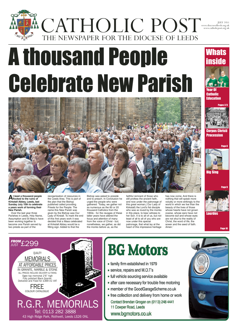 Jul/Aug 2011 edition of the Leeds Catholic Post Jul/Aug 2011 edition of the Leeds Catholic Post