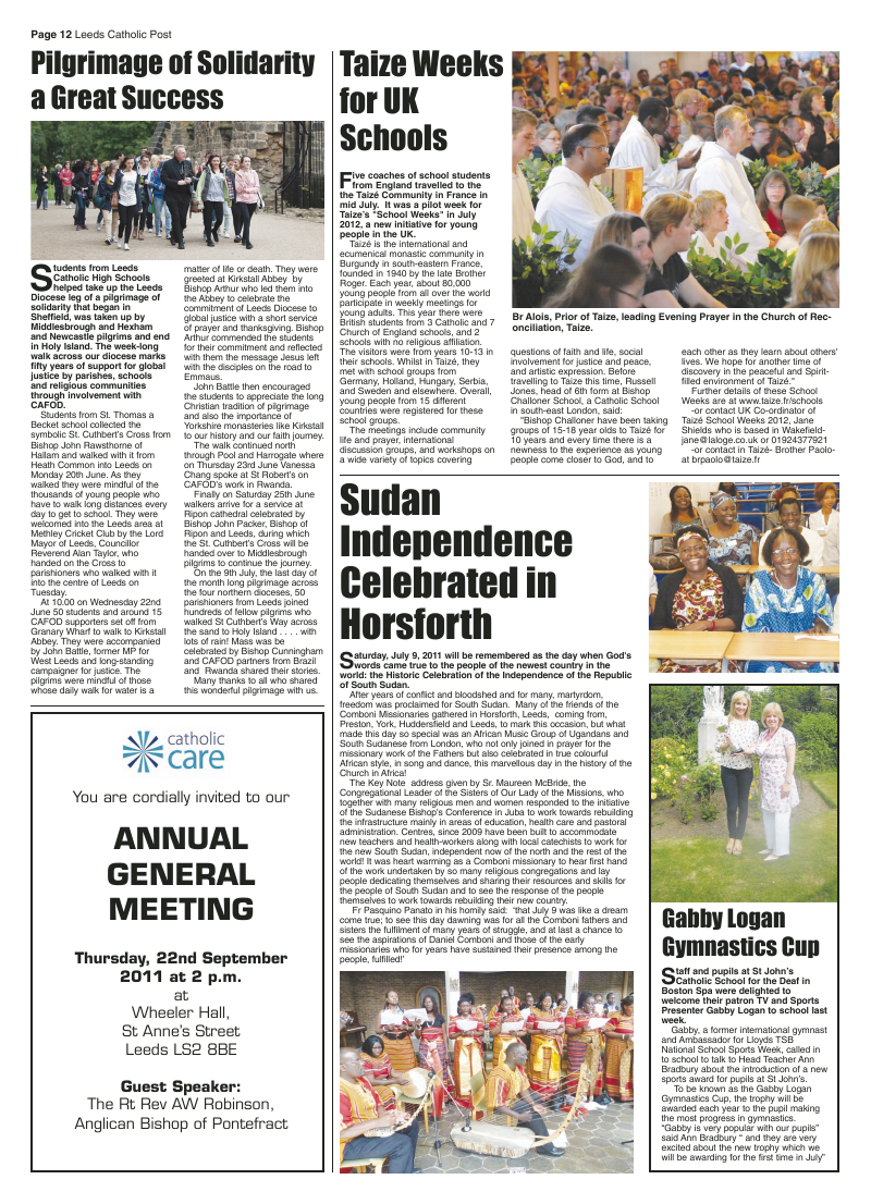 Jul/Aug 2011 edition of the Leeds Catholic Post