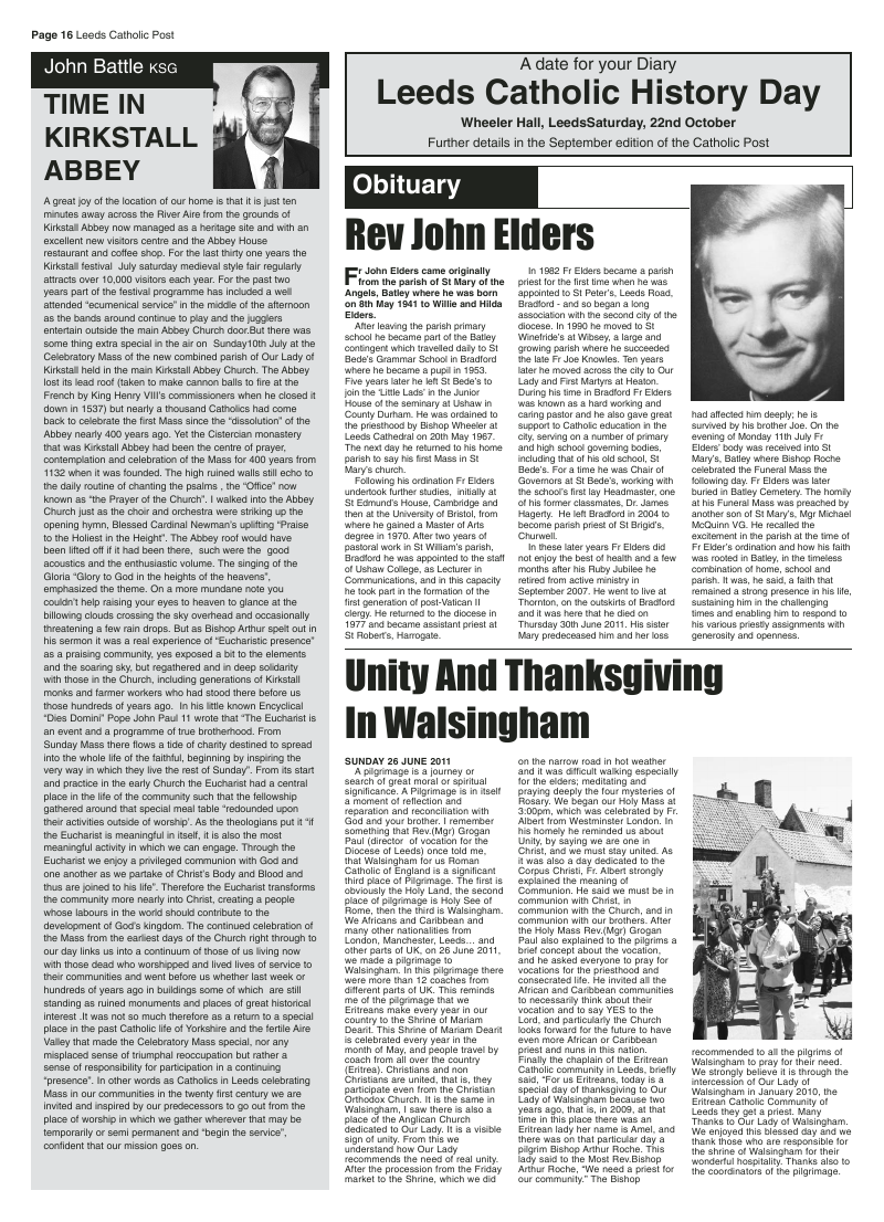 Jul/Aug 2011 edition of the Leeds Catholic Post