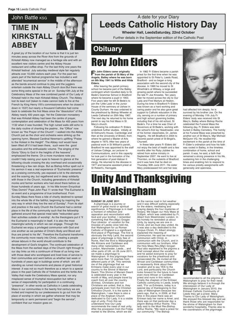 Jul/Aug 2011 edition of the Leeds Catholic Post Jul/Aug 2011 edition of the Leeds Catholic Post