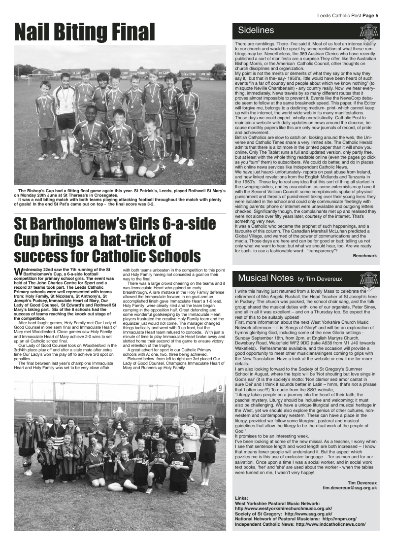 Jul/Aug 2011 edition of the Leeds Catholic Post