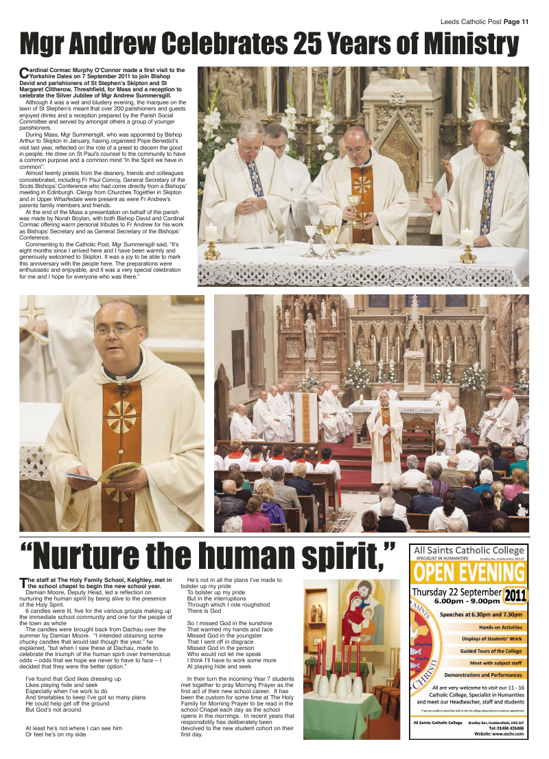 Sept 2011 edition of the Leeds Catholic Post Sept 2011 edition of the Leeds Catholic Post