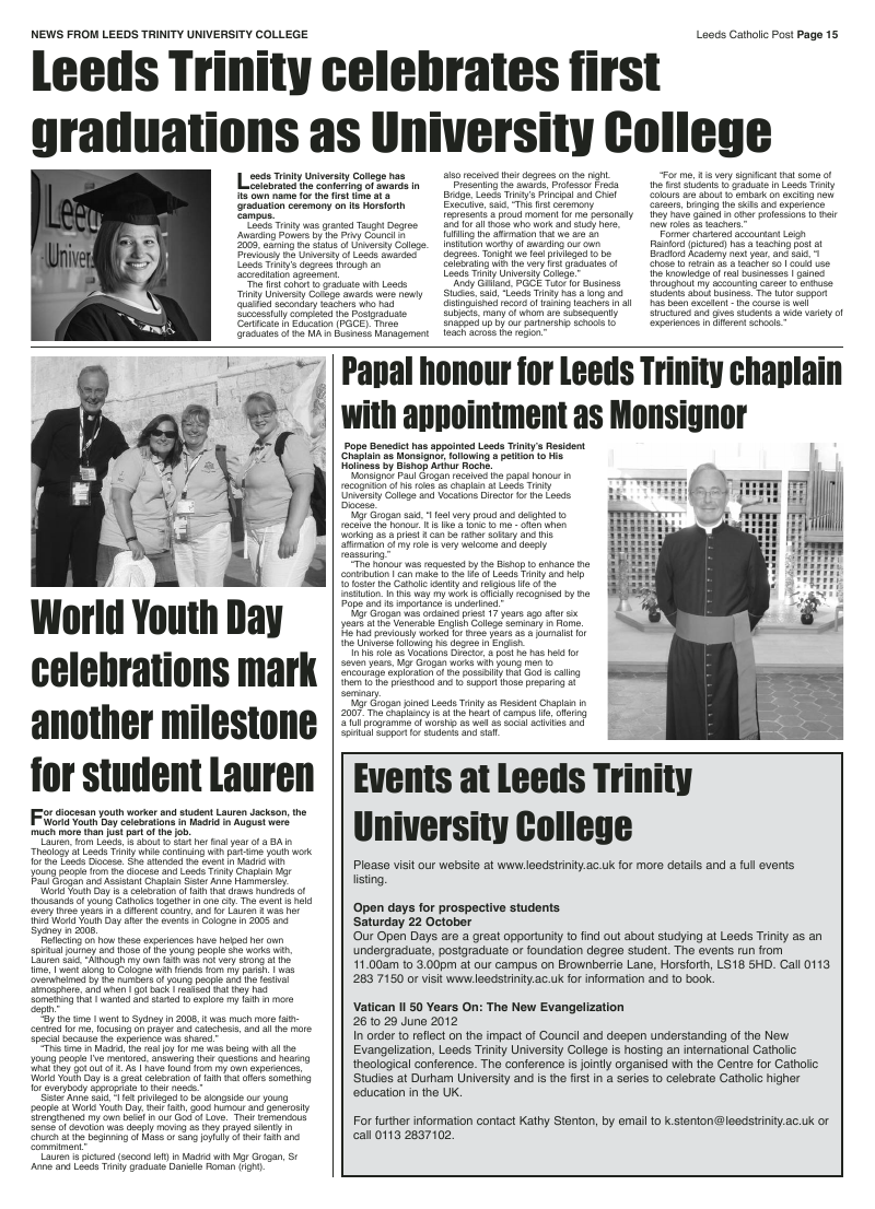 Sept 2011 edition of the Leeds Catholic Post Sept 2011 edition of the Leeds Catholic Post