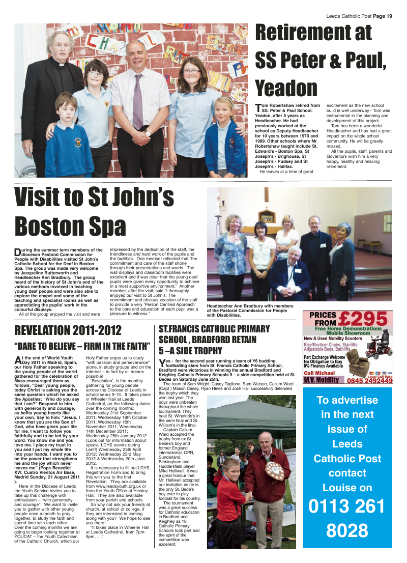 Sept 2011 edition of the Leeds Catholic Post Sept 2011 edition of the Leeds Catholic Post