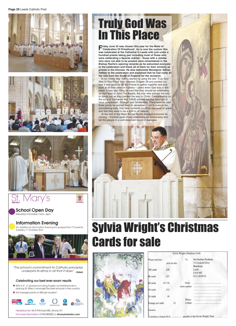 Sept 2011 edition of the Leeds Catholic Post Sept 2011 edition of the Leeds Catholic Post