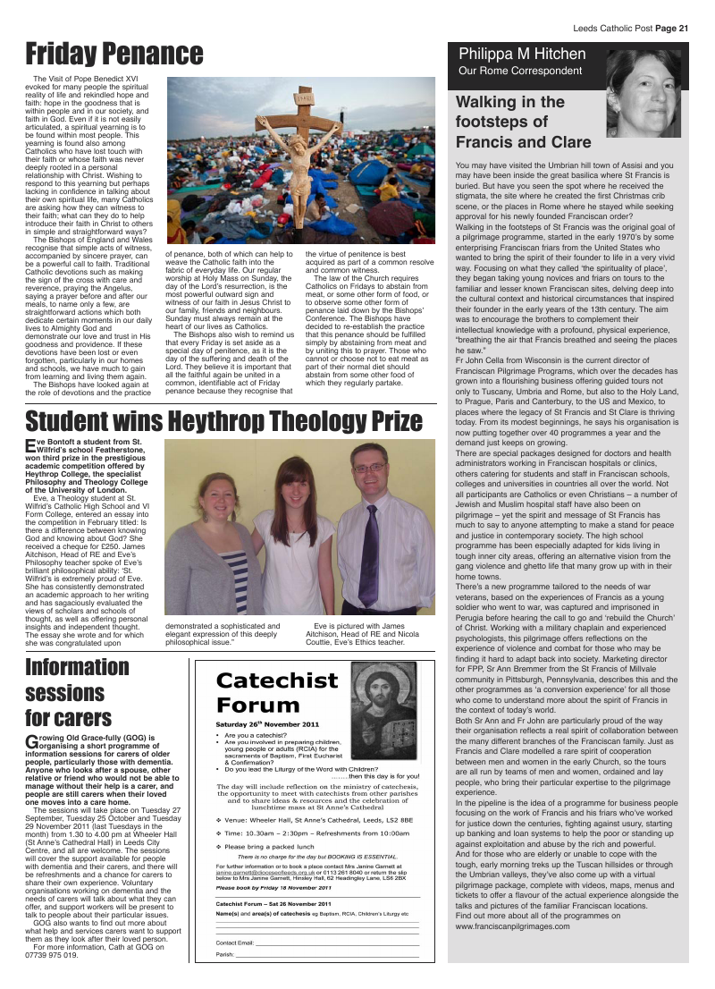 Sept 2011 edition of the Leeds Catholic Post Sept 2011 edition of the Leeds Catholic Post