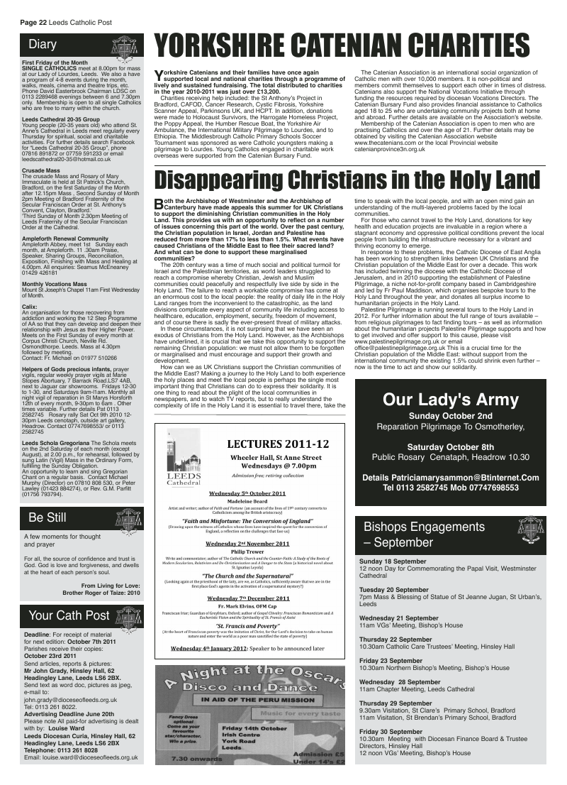 Sept 2011 edition of the Leeds Catholic Post Sept 2011 edition of the Leeds Catholic Post